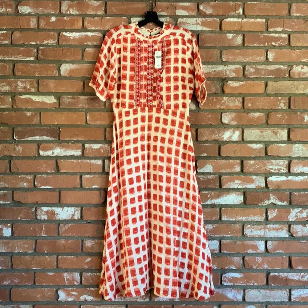NWT Anthropologie frill detail midi dress size S